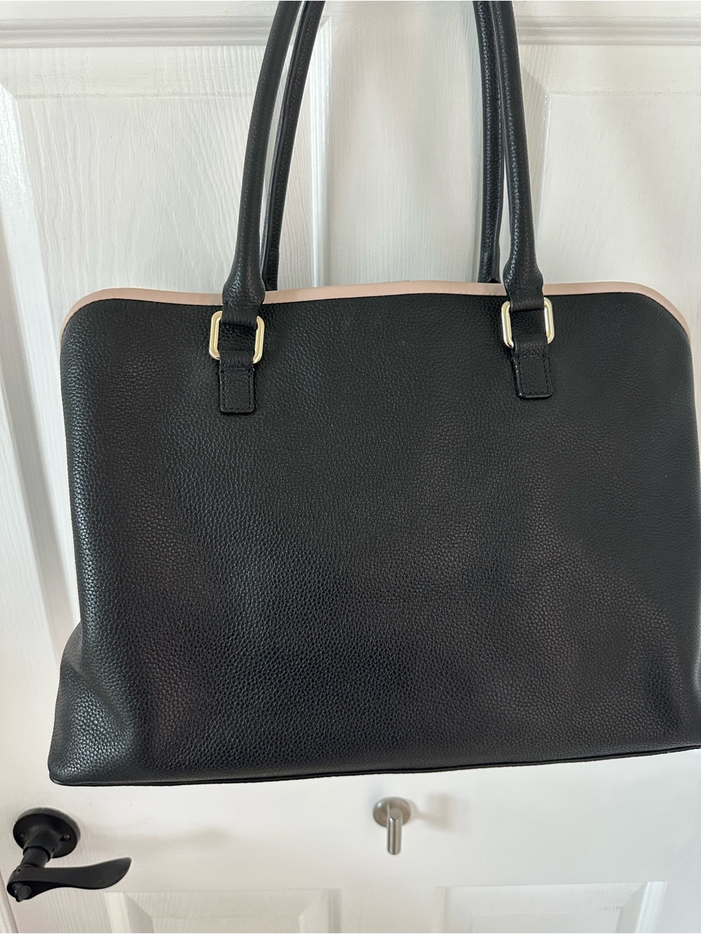 kate spade Leather Black Satchel tote with Pale Pink Trim beautiful - Picture 2 of 6